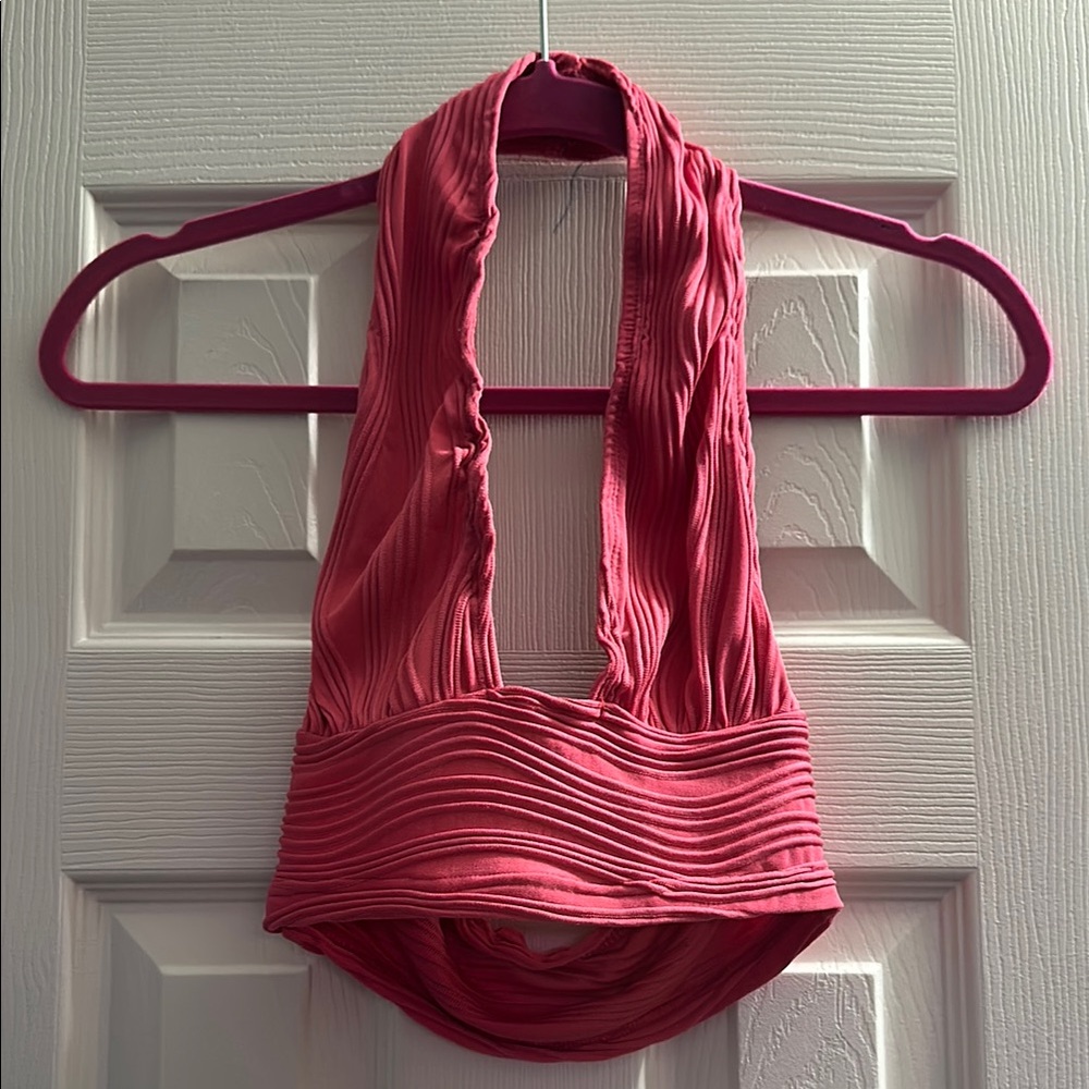 SHEIN Pink Ribbed Crop Top